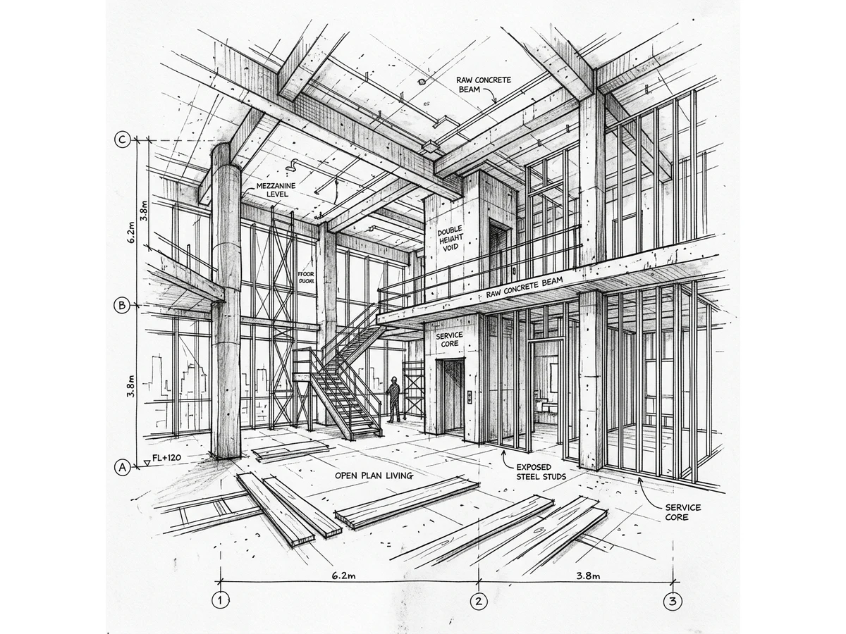 Calacatta Residence White Architectural Sketch