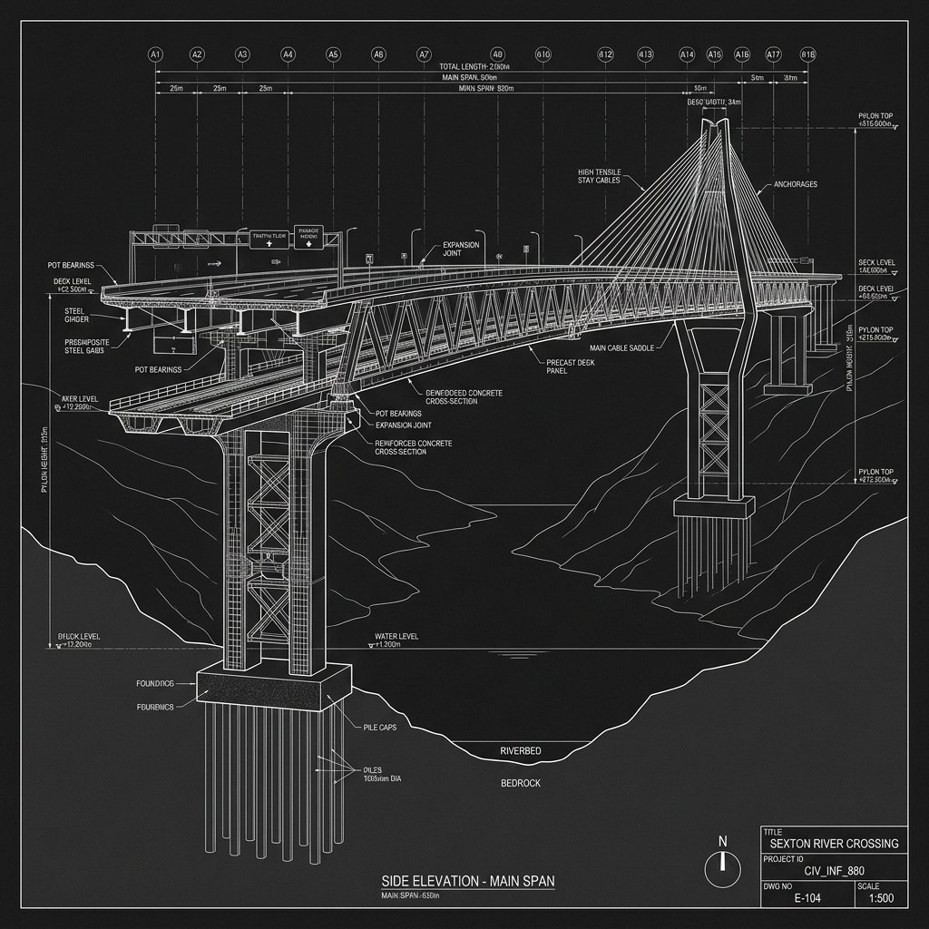 Heavy structural civil CAD sketch