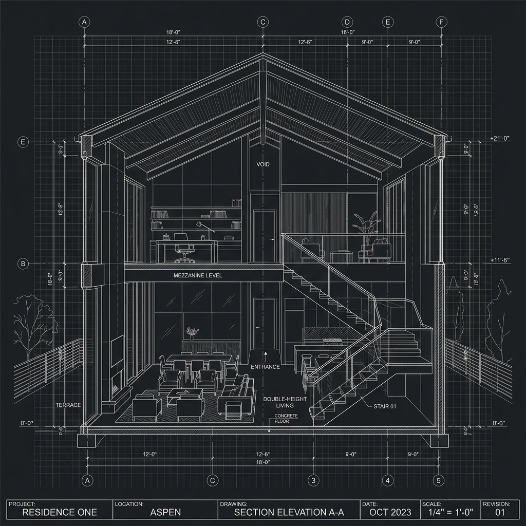 Interior architectural CAD sketch